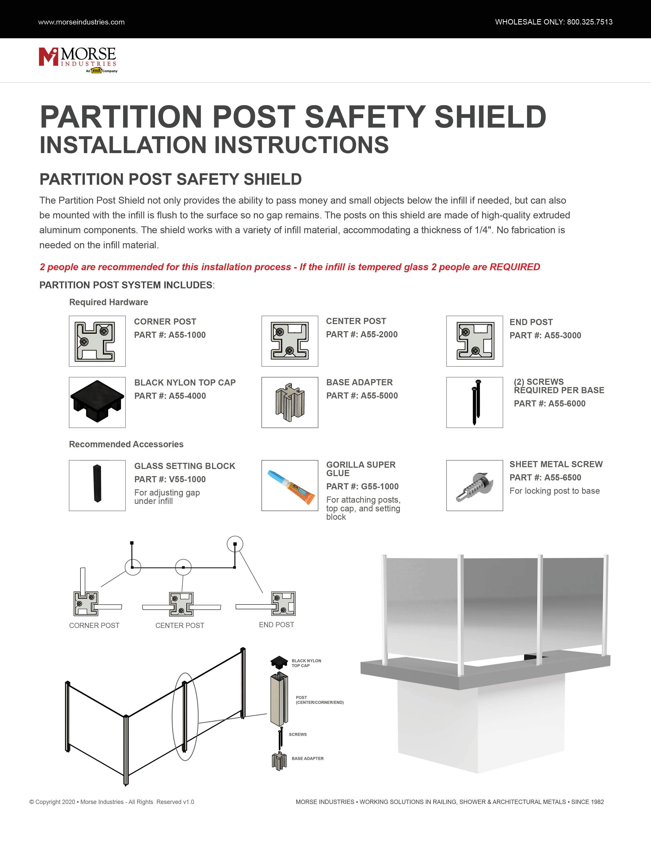 Partition Post Safety Shield Installation Instructions